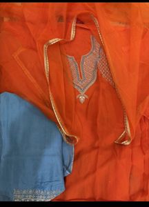 Organaza Heavy Wedding Orange Salwar Kameez Suit