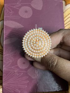 Umbrella Ring In Rose Gold Polish with White Beads