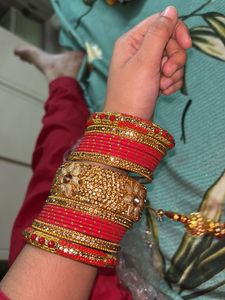Red &amp; Gold Chuda Bangles