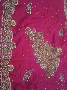 It Is Shimmer Rani Pink Double Shade Work Saree