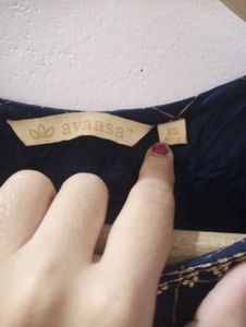 Navy Blue Checked Kurta