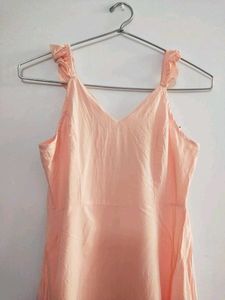 Peach Dress with ruffle strips