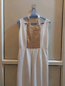 White &amp; Gold Party Dress