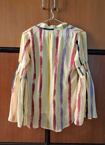 Multicolour Striped Bell Sleeve Top | Size M