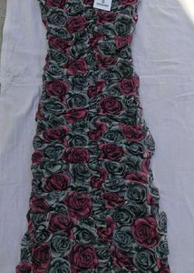 Floral Mesh Midi Dress