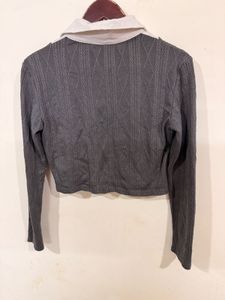 Grey Knit Crop Top
