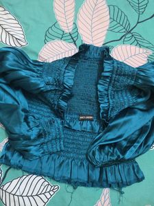 Teal Smocked Top