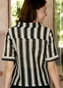 Stylish Black &amp; White Patterned Top