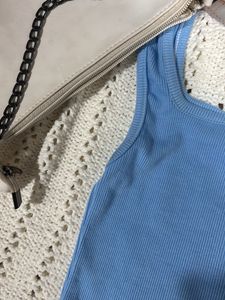 Blue Ribbed Tank Top