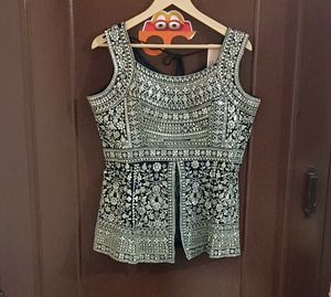 Designer Navy Blue Peplum Set