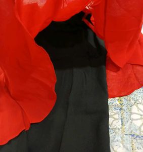 Athena Red Cut Sleeves Flutter Top