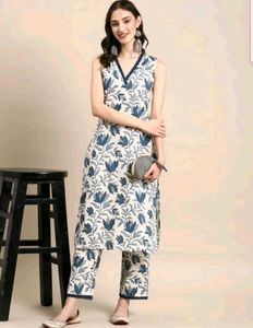V Neck Kurta Pant Set