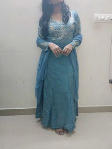 Negotiable Teal Embroidered Salwar Kameez