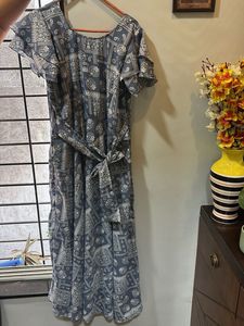 Patterned Blue Maxi Dress