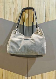 Elegant Suede-Look Handbag with Buckle Detail