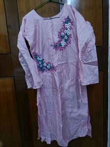 Pink Embroidery Work Kurti