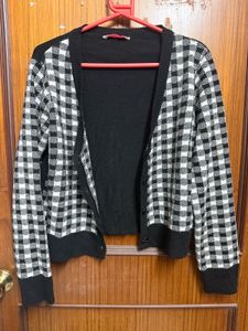Checkered Knit Cardigan