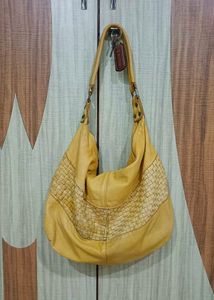 Genuine Leather Woven Hobo Bag