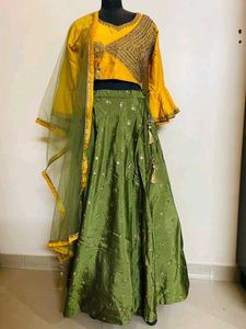 Elegant Yellow and green lehenga set