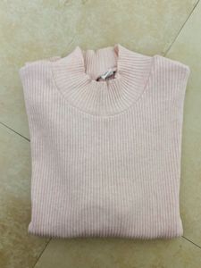 Pink Ribbed Mock Neck Top