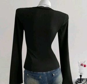 Plaid Accent Long Sleeve Top