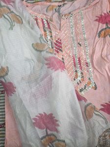 Pink Floral Kurti Set
