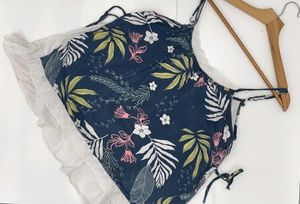 Floral Print Cami Top with Lace Trim