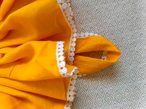 Yellow Dress with Lace Trim
