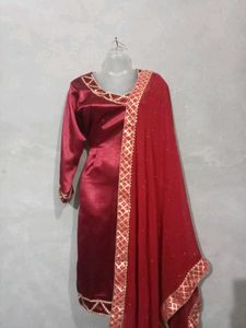 Marron Satin Salwar Suit