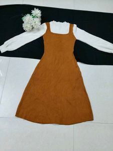 Stylish Brown Pinafore Dress