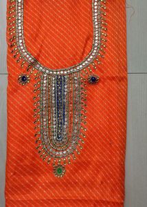 Exquisite Orange Kurthi Material..