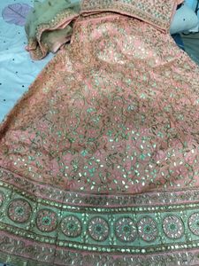 Peach Embellished Lehenga Set