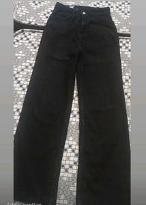 Women Solid Denim High Waist Wide Leg Jeans Pants