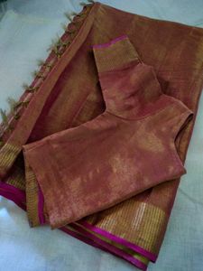Tissue Linen Saree with blouse