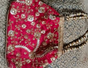 Red Embroidered Clutch
