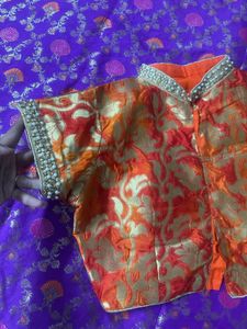 New Banarai Sareee With Orange Blouse