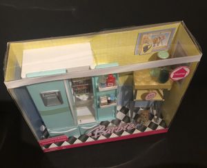 Barbie Doll Refrigerator &amp; cart Kitchen Playset