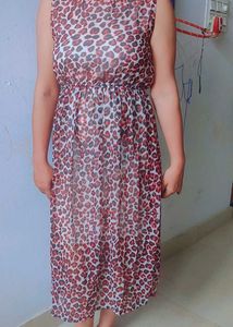 A Line Leopeard Print Midi