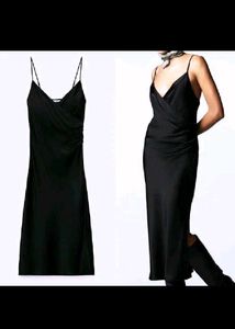 Zara Asymmetric Wrap Slit Midi