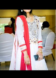 White And Red Long Gown
