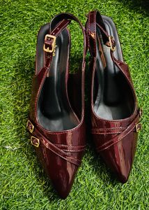 Elegant Burgundy Slingback Heels