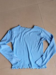 Cute Light Blue Long Sleeve Top