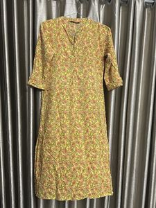 Yellow Floral Cotton Tunic Kurta