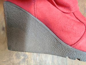 Red Wedge Heel Boots