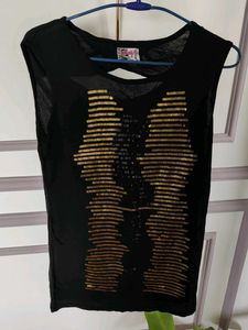 Sequined Black Top