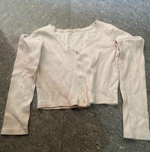 Full Sleeves Crop Top(baby Pink)