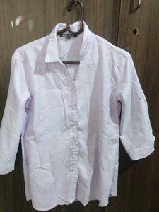 White 3/4 Sleeve Button Down Shirt