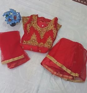 Red Garara Suit Havey  Stones Work Fancy 👗