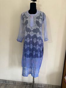 Chikankari Elegant Blue Kurta
