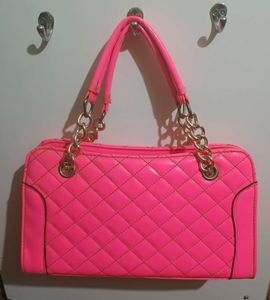 Hot Pink Quilted Chain Bag